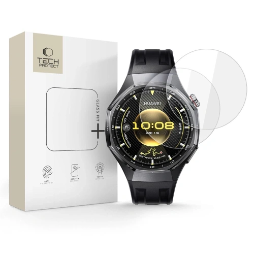 Szkło hartowane Tech-Protect Glass Fit+ do Huawei Watch GT 6 Pro, pakowane w zestawie 2 sztuk.