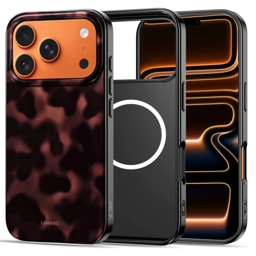 Etui Tech-Protect Lamano MagSafe do iPhone 17 Pro w kolorze panterki, prezentujące unikalny design.