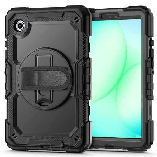 Etui Tech-Protect Solid w kolorze czarnym dla Samsung Galaxy Tab A9, z podstawką do wygodnego korzystania.
