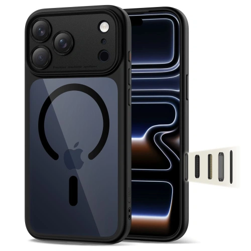 Etui Tech-Protect Magpeak MagSafe CC w kolorze czarnym, idealnie dopasowane do Apple iPhone 17 Pro Max.