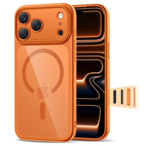 Etui Tech-Protect Magpeak MagSafe CC w kolorze cosmic orange, idealne do Apple iPhone 17 Pro Max.