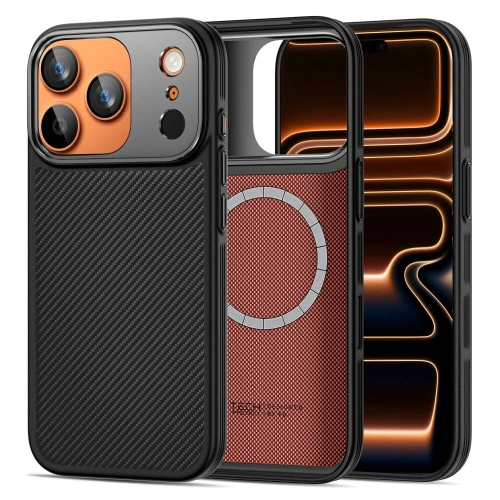 Stylowe etui Tech-Protect zamontowane na iPhone 17 Pro, prezentujące elegancję.