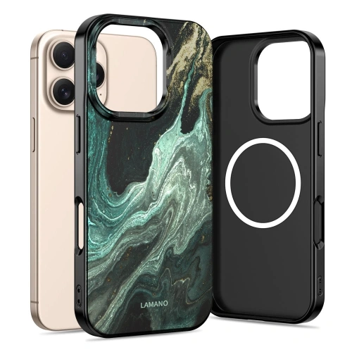 Etui Tech-Protect Lamano MagSafe w zielonym kolorze, idealne do Apple iPhone 16 Pro.