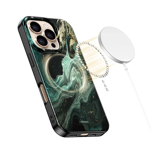 Etui Tech-Protect Lamano MagSafe w naturalnym świetle, podkreślające zielony odcień.