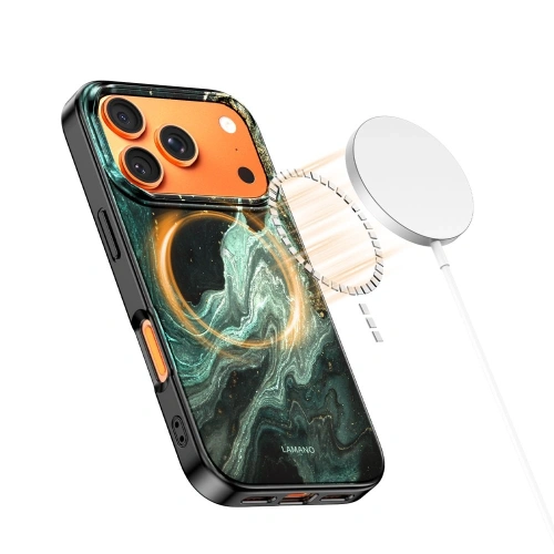 Widok etui Tech-Protect Lamano MagSafe z tyłu, z wyraźnym logo producenta.