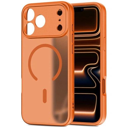 Etui Tech-Protect BasicMag na tle neutralnym, podkreślające matowe wykończenie w kolorze pomarańczowym
