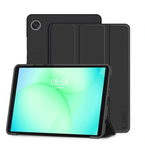 Etui Tech-Protect SmartCase do Samsung Galaxy Tab A9 w kolorze czarnym na białym tle.