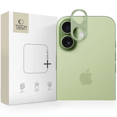 Osłona aparatu Tech-Protect Camalloy Fit+ w kolorze sage dla iPhone 17, idealna do ochrony obiektywu.