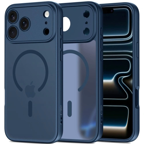 Etui Tech-Protect BasicMag MagSafe w kolorze matowym granatowym, idealne do iPhone 17 Pro.