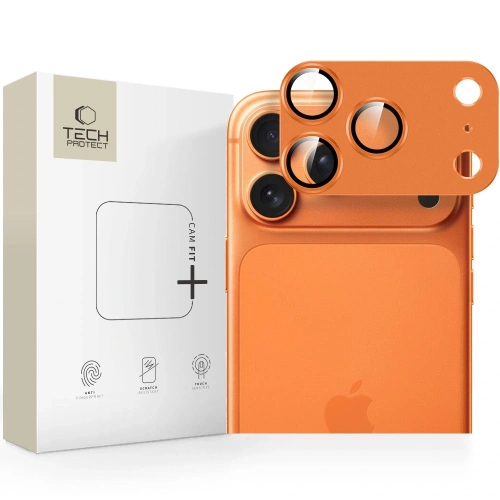 Osłona aparatu Tech-Protect Camfull Fit+ w kolorze Cosmic Orange, idealna do Apple iPhone 17 Pro.