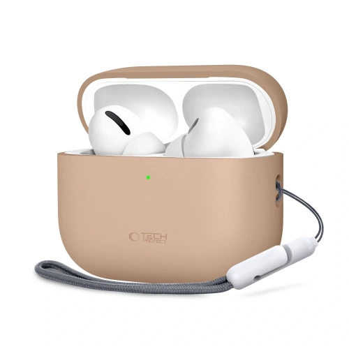 Etui Tech-Protect Silicone do Apple AirPods Pro 3 w kolorze beżowym, idealne do ochrony słuchawek.