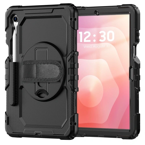 Hybrydowe etui z podstawką, zapewniające wygodne korzystanie z tabletu.