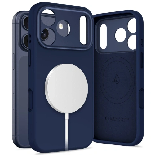 Etui Tech-Protect Uniq MagSafe w kolorze deep blue, idealnie dopasowane do Apple iPhone 17 Pro.