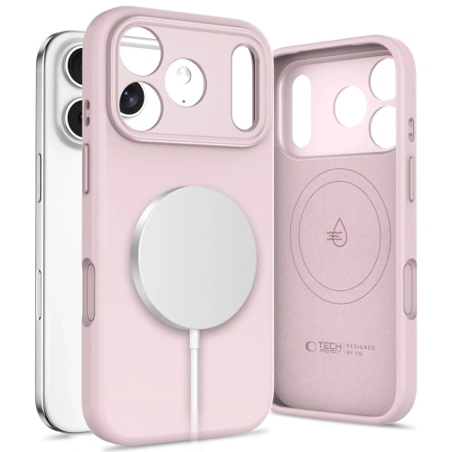 Etui Tech-Protect Uniq MagSafe w kolorze różowym, idealnie dopasowane do iPhone 17 Pro.