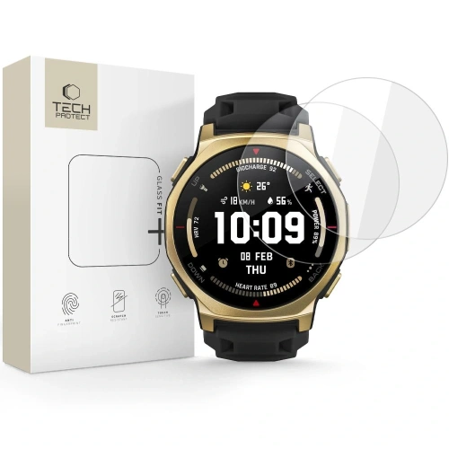 Szkło hartowane Tech-Protect Glass Fit+ do Amazfit T-rex 3 Pro w opakowaniu 2-pack.