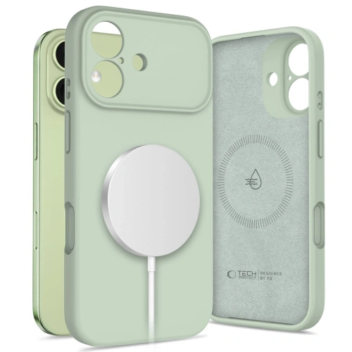 Etui Tech-Protect Silicone MagSafe w kolorze sage, idealne do Apple iPhone 17.