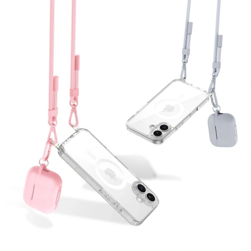 Stylowa smycz crossbody w kolorze szarym, doskonała do codziennego użytku.