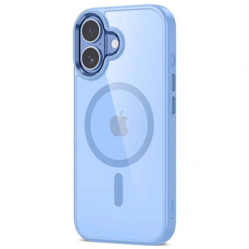Hybrydowe etui MagSafe z półprzezroczystym wykończeniem, prezentujące elegancki design.
