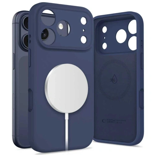Etui Tech-Protect Silicone MagSafe w kolorze granatowym, idealne do Apple iPhone 17 Pro.