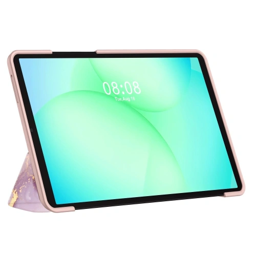 Zbliżenie na teksturę marmurowego etui Tech-Protect Smartcase do Samsung Galaxy Tab.